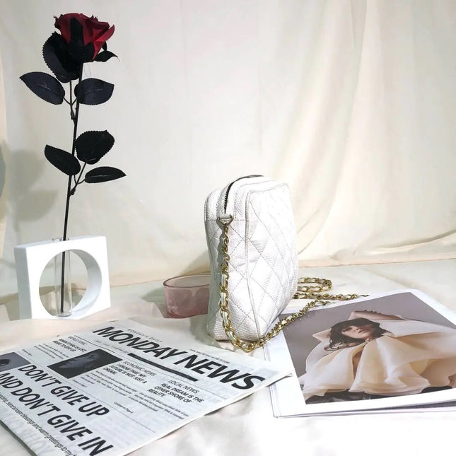 Chanel Vintage Camera Bag White Lizard-skin Leather 1986-1988