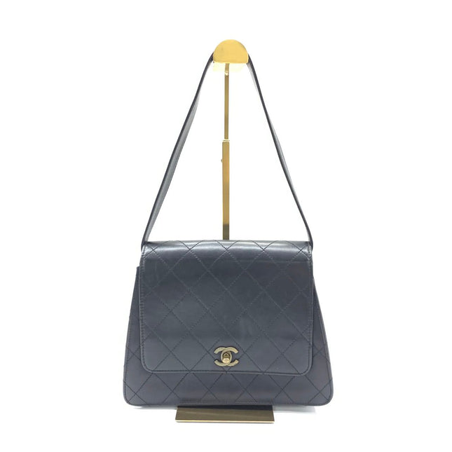 Chanel Vintage Kelly Style Black Leather Shoulder Bag Diamond Stitch Medium-Luxbags