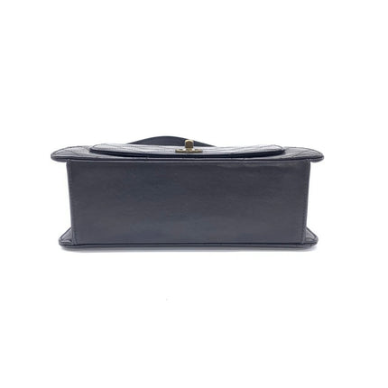 Chanel Vintage Kelly Style Black Leather Shoulder Bag Diamond Stitch Medium