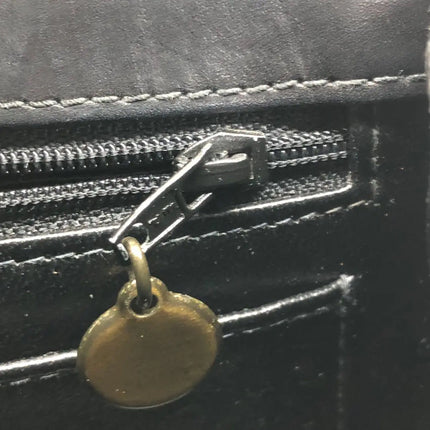 Chanel Vintage Kelly Style Black Leather Shoulder Bag Diamond Stitch Medium