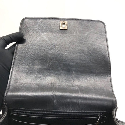 Chanel Vintage Kelly Style Black Leather Shoulder Bag Diamond Stitch Medium