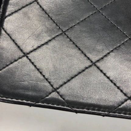 Chanel Vintage Kelly Style Black Leather Shoulder Bag Diamond Stitch Medium