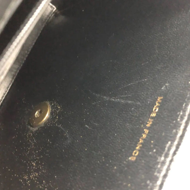 Chanel Vintage Kelly Style Black Leather Shoulder Bag Diamond Stitch Medium