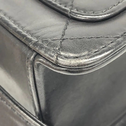 Chanel Vintage Kelly Style Black Leather Shoulder Bag Diamond Stitch Medium