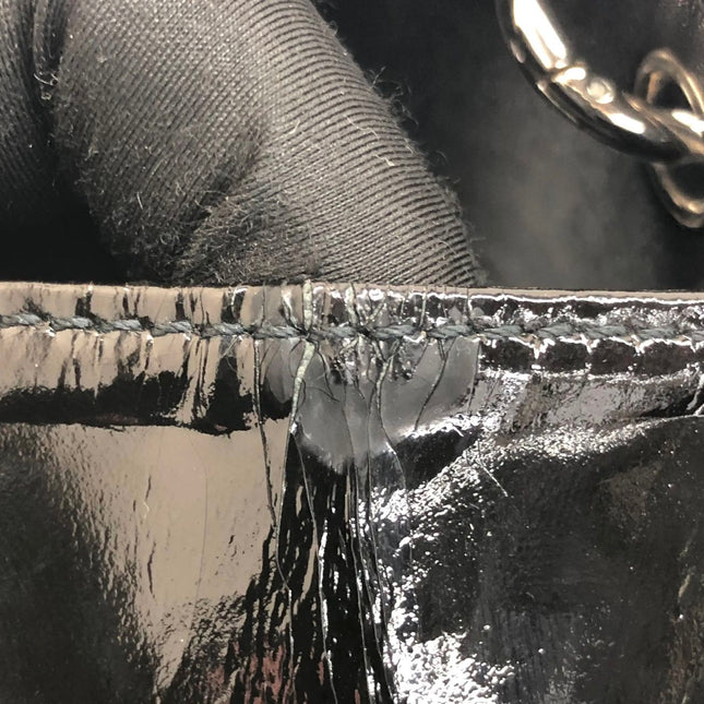 Chanel Vintage Kelly Style Mini Black Patent Leather Shoulder Bag Diamond Stitch