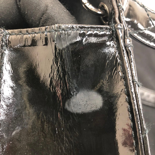 Chanel Vintage Kelly Style Mini Black Patent Leather Shoulder Bag Diamond Stitch