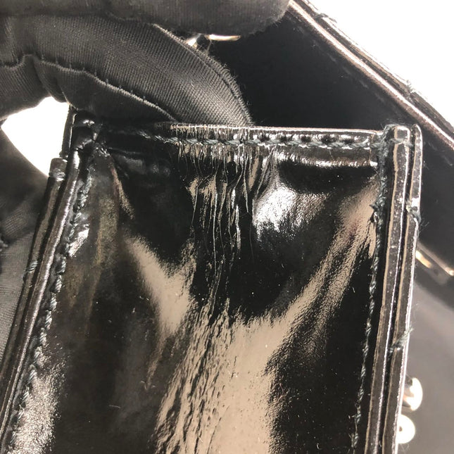 Chanel Vintage Kelly Style Mini Black Patent Leather Shoulder Bag Diamond Stitch