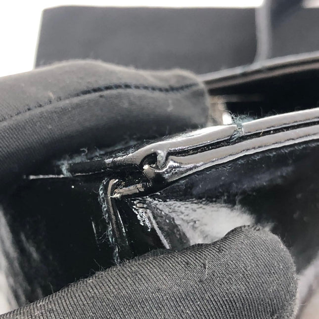 Chanel Vintage Kelly Style Mini Black Patent Leather Shoulder Bag Diamond Stitch