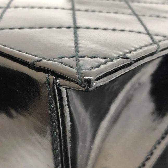 Chanel Vintage Kelly Style Mini Black Patent Leather Shoulder Bag Diamond Stitch