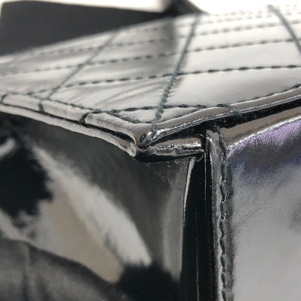 Chanel Vintage Kelly Style Mini Black Patent Leather Shoulder Bag Diamond Stitch