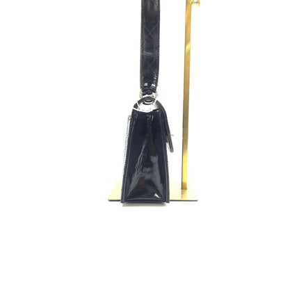 Chanel Vintage Kelly Style Mini Black Patent Leather Shoulder Bag Diamond Stitch