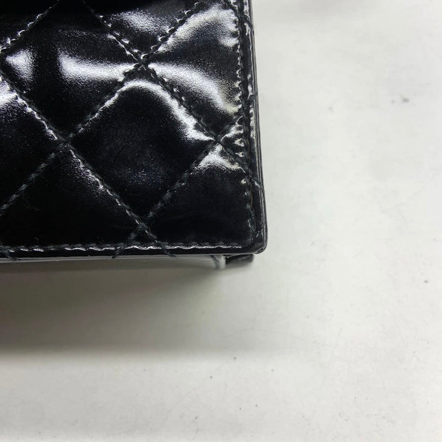 Chanel Vintage Kelly Style Mini Black Patent Leather Shoulder Bag Diamond Stitch