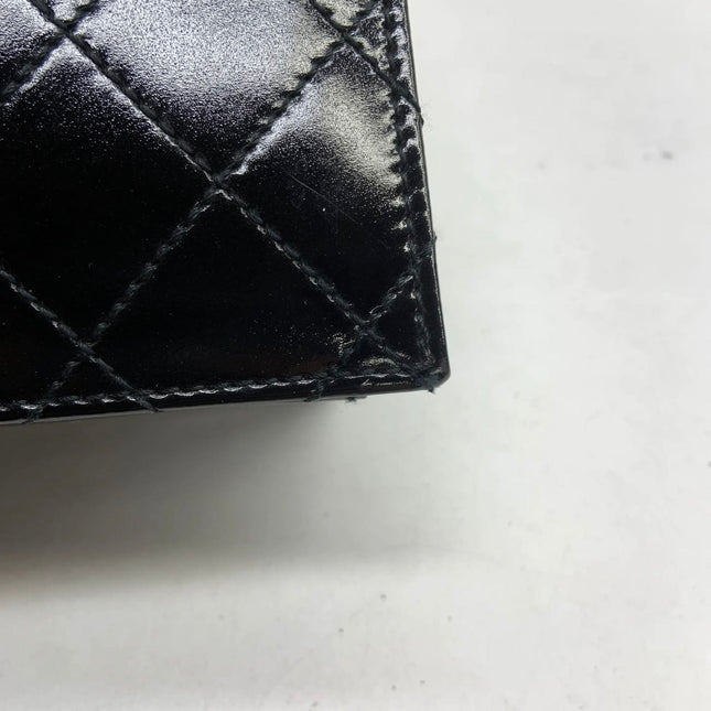 Chanel Vintage Kelly Style Mini Black Patent Leather Shoulder Bag Diamond Stitch