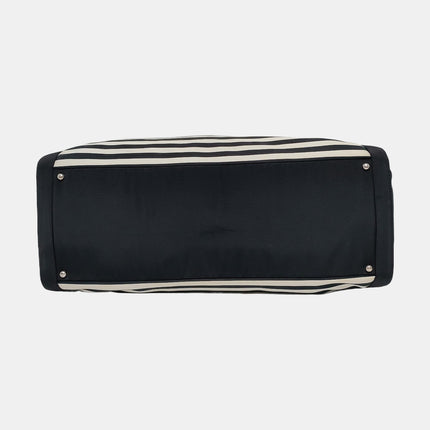 Chanel Cambon Large Navy Striped Canvas Tote Bag