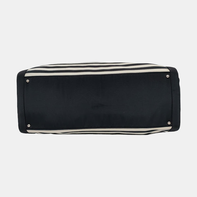 Chanel Cambon Large Navy Striped Canvas Tote Bag