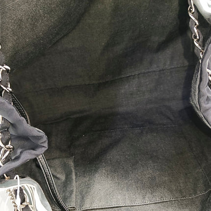 Chanel Cambon Large Navy Striped Canvas Tote Bag