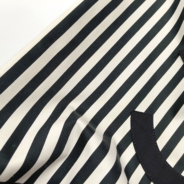 Chanel Cambon Large Navy Striped Canvas Tote Bag