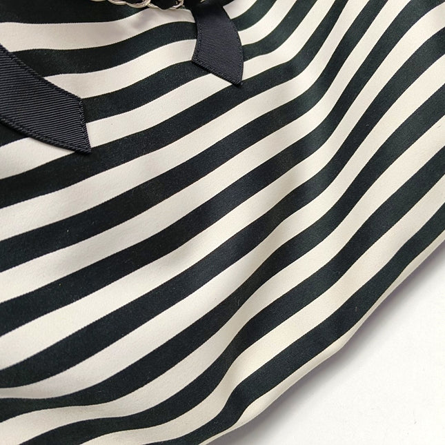 Chanel Cambon Large Navy Striped Canvas Tote Bag