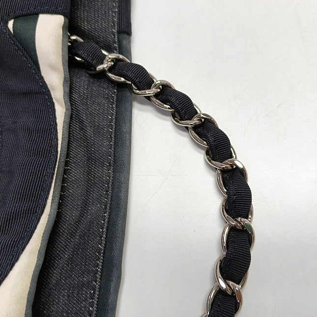 Chanel Cambon Large Navy Striped Canvas Tote Bag