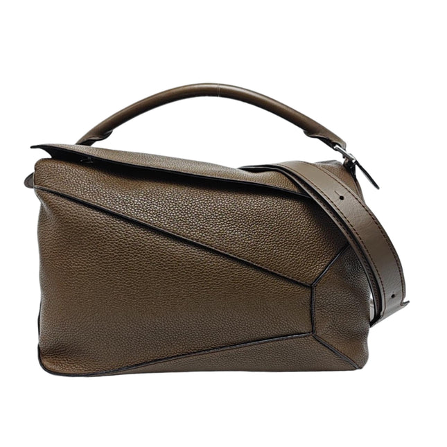 Loewe Puzzle Edge Large Dark Brown Grained Leather-Luxbags