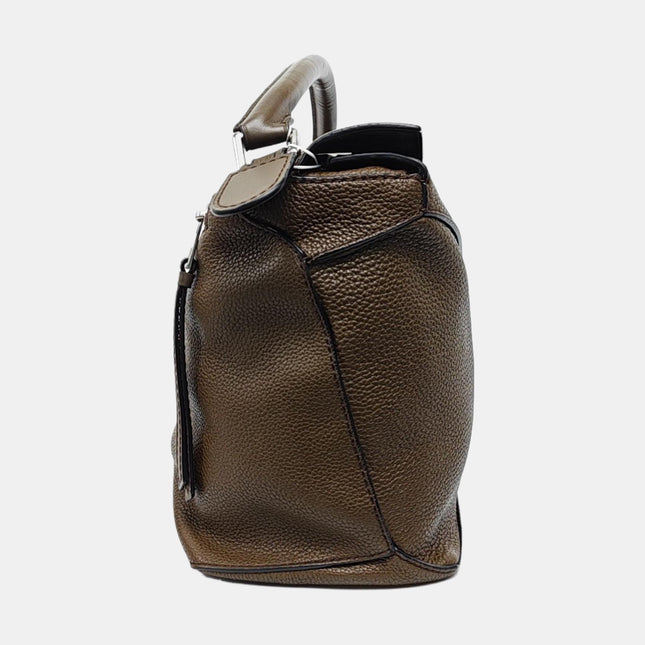 Loewe Puzzle Edge Large Dark Brown Grained Leather
