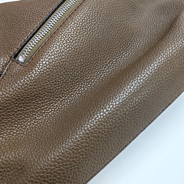 Loewe Puzzle Edge Large Dark Brown Grained Leather