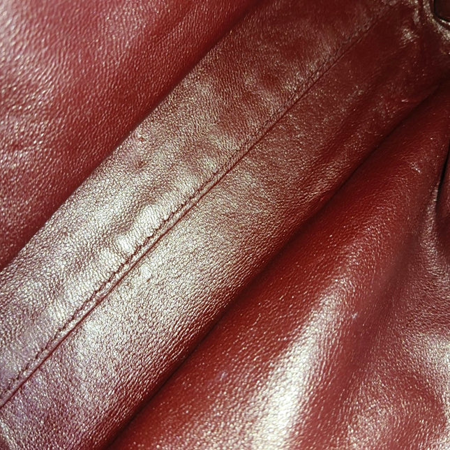 Chanel Burgundy Fur Shoulder Bag Gold Hardware