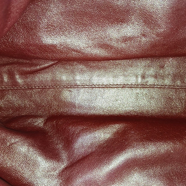 Chanel Burgundy Fur Shoulder Bag Gold Hardware