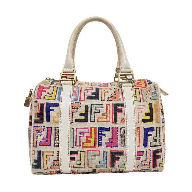 Fendi Boston Top Handle Bag Multicolor Painted Monogram Print-Luxbags