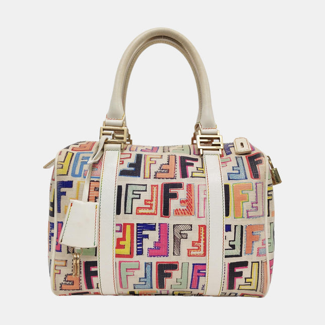 Fendi Boston Top Handle Bag Multicolor Painted Monogram Print