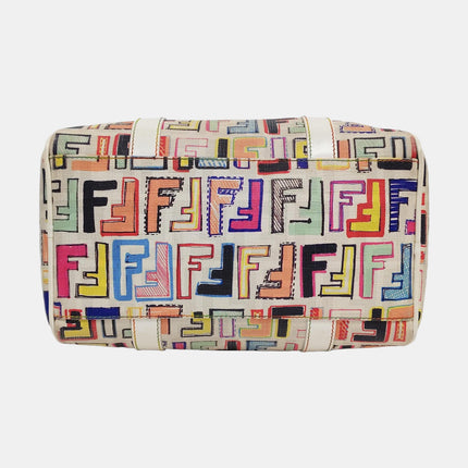 Fendi Boston Top Handle Bag Multicolor Painted Monogram Print