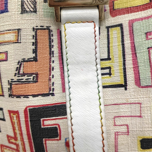 Fendi Boston Top Handle Bag Multicolor Painted Monogram Print