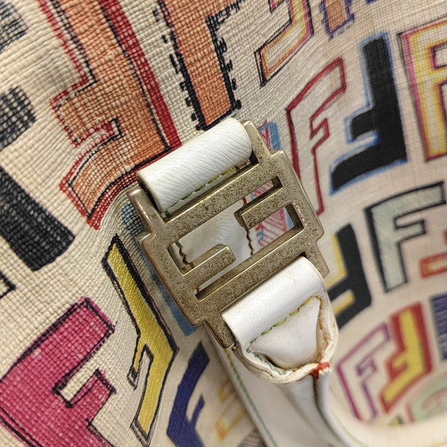 Fendi Boston Top Handle Bag Multicolor Painted Monogram Print