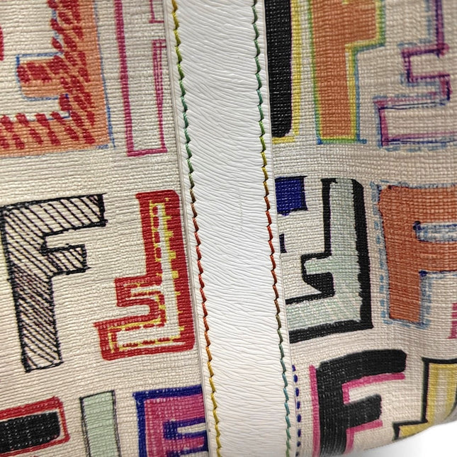 Fendi Boston Top Handle Bag Multicolor Painted Monogram Print