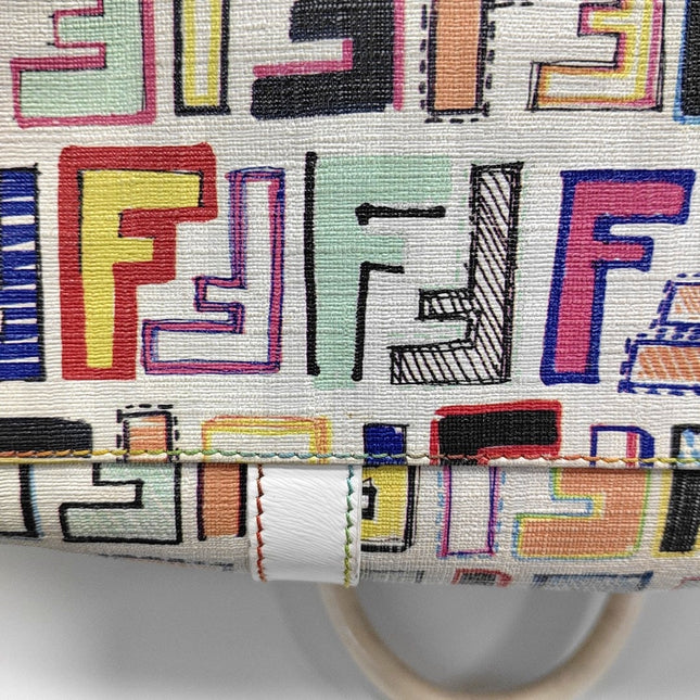 Fendi Boston Top Handle Bag Multicolor Painted Monogram Print