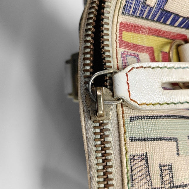 Fendi Boston Top Handle Bag Multicolor Painted Monogram Print