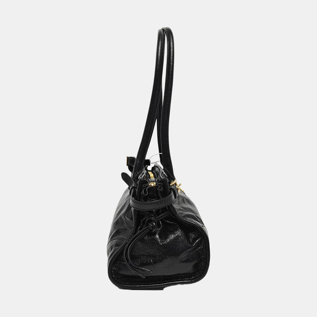Prada Bonnie Medium Soft Lux Black Shiny Calfskin Leather Shoulder Bag