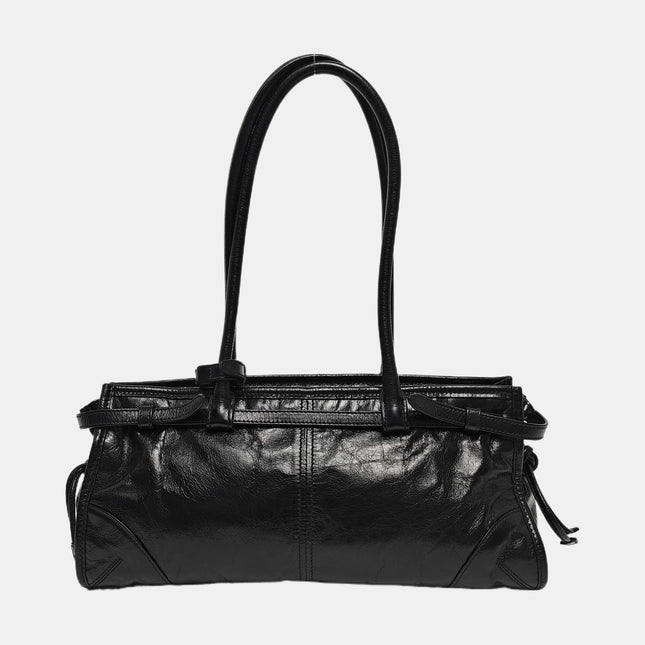 Prada Bonnie Medium Soft Lux Black Shiny Calfskin Leather Shoulder Bag