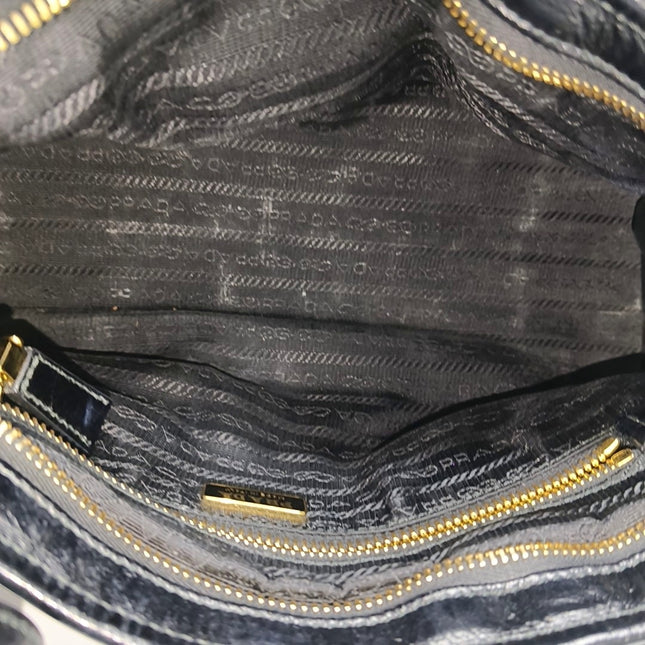 Prada Bonnie Medium Soft Lux Black Shiny Calfskin Leather Shoulder Bag