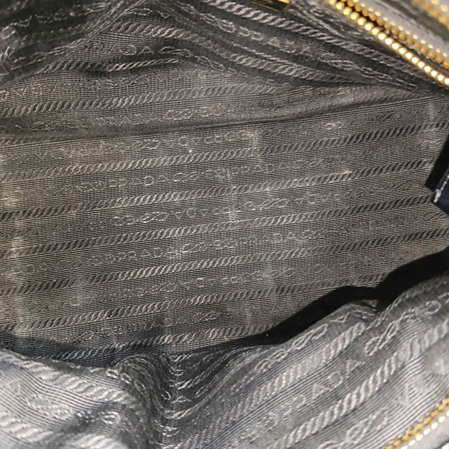 Prada Bonnie Medium Soft Lux Black Shiny Calfskin Leather Shoulder Bag