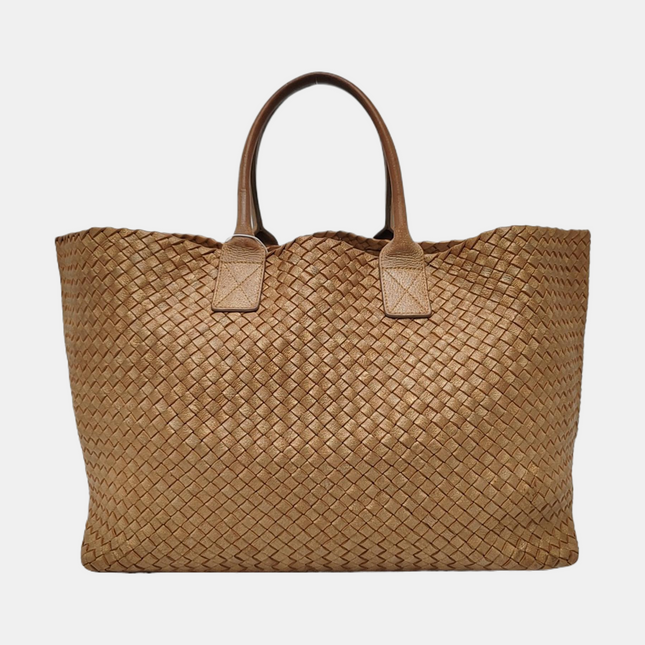 Bottega Veneta Cabat GM Intreccio Leather Tote Bag Gold 43cm
