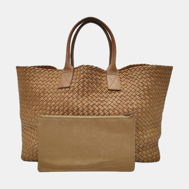 Bottega Veneta Cabat GM Intreccio Leather Tote Bag Gold 43cm