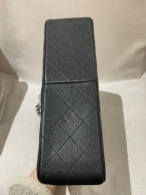 Chanel Classic Flap Jumbo 2014 Black Caviar Leather Double Flap Silver Hardware