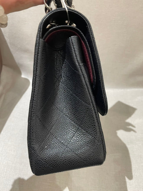 Chanel Classic Flap Jumbo 2014 Black Caviar Leather Double Flap Silver Hardware