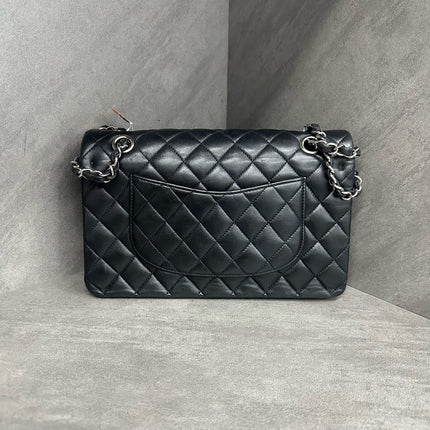 Chanel Timeless Classic Flap Medium 2011 Black Lambskin Leather Silver Hardware