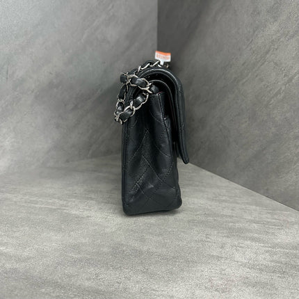 Chanel Timeless Classic Flap Medium 2011 Black Lambskin Leather Silver Hardware
