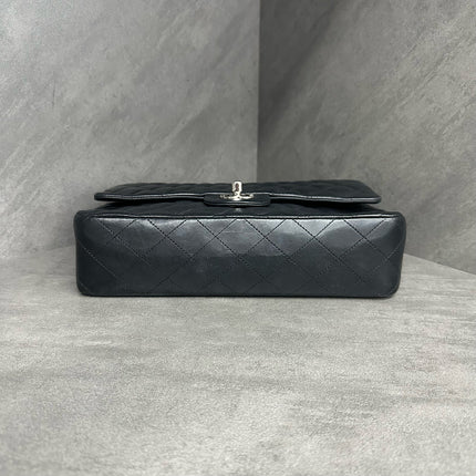 Chanel Timeless Classic Flap Medium 2011 Black Lambskin Leather Silver Hardware