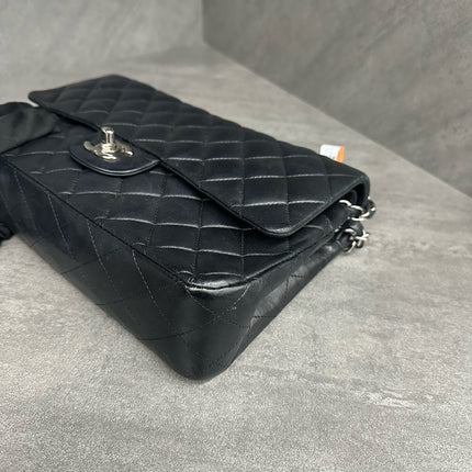 Chanel Timeless Classic Flap Medium 2011 Black Lambskin Leather Silver Hardware