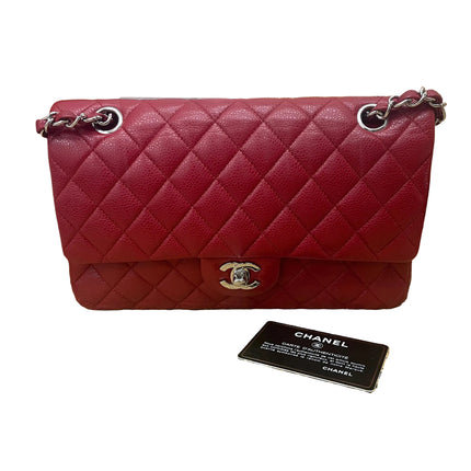 Chanel Classic Flap Medium 2011 Burgundy Caviar Leather Silver Hardware