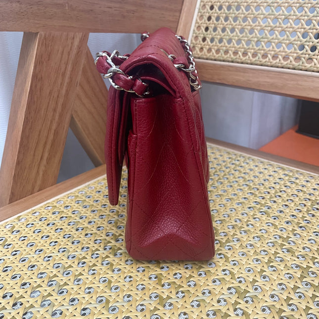 Chanel Classic Flap Medium 2011 Burgundy Caviar Leather Silver Hardware